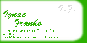 ignac franko business card